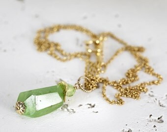 Raw Peridot Necklace - Raw Stone Necklace - Peridot Pendant - August Birthstone Necklace - Peridot Jewelry - Gemstone Jewelry