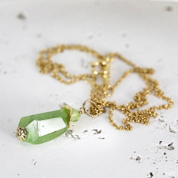 Raw Peridot Necklace - August Birthstone Necklace