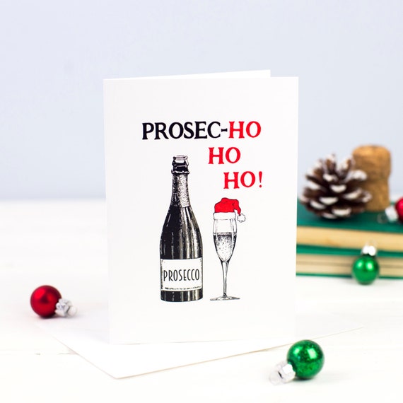 Christmas Card Prosecco Funny Christmas Card Prosecco Card