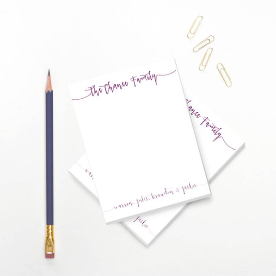Script Family Personalized Notepad Custom Family Notepad