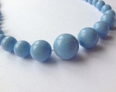 Retro pale blue beaded necklace - vintage jewellery - retro tea party dress jewellery - light blue - pastel blue  -dorset etsy uk