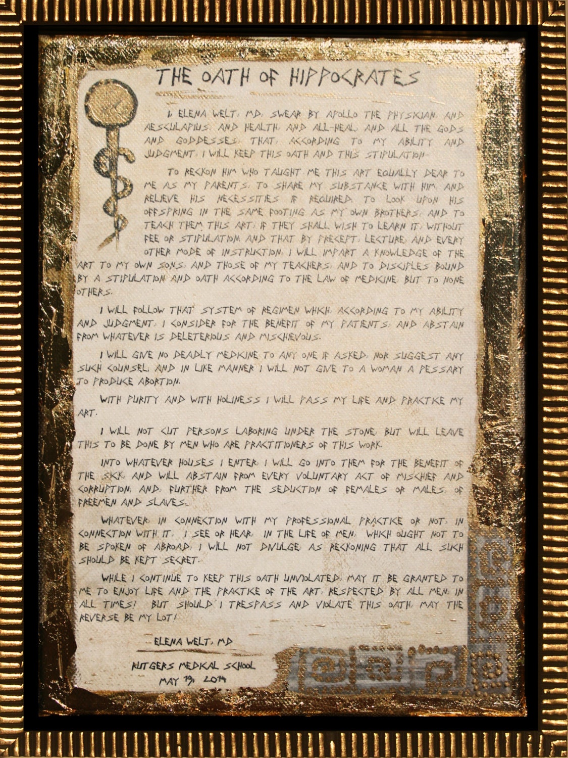 Personalized Hippocratic Oath of Hippocrates Original Canvas