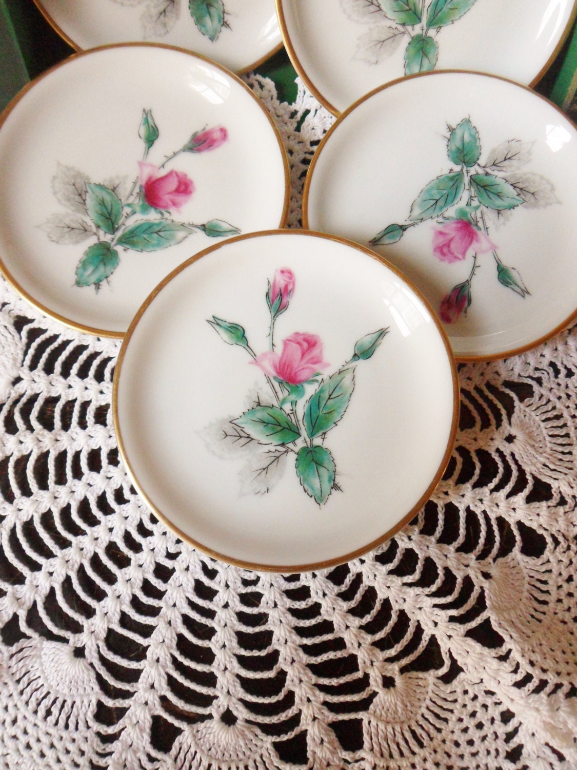 Five Stonegate Butter Pat Dishes Sonata Pattern German