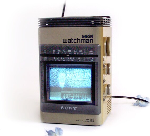 Vintage 80s Sony Mega Watchman 4.5 TV & Rockin' By TheWhitePelican