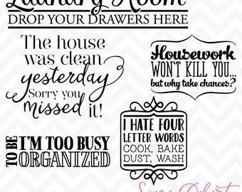 80% OFF Sale Svg Cuttables Laundry and Chores Quotes Cut Files Set DXF SDD027
