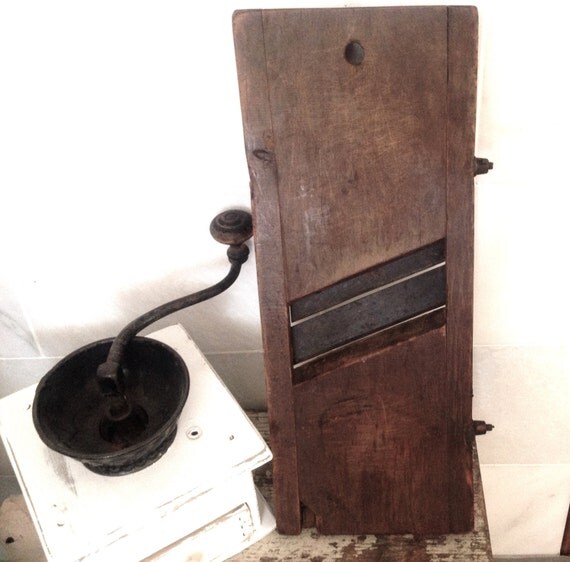 Antique Kitchen Mandolin Wood Kraut Slicer Large Prim Decor