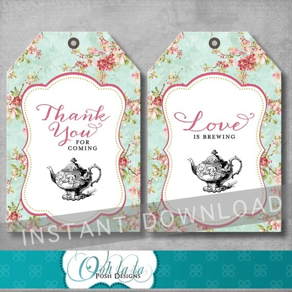 shabby chic bridal tea party favor tags bridal shower shabby chic bridal tea party favor tags bridal shower