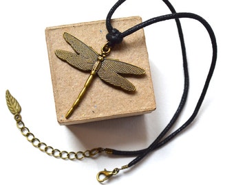 Necklace - Choker - Bronze Dragonfly - Vintage Style - Handmade