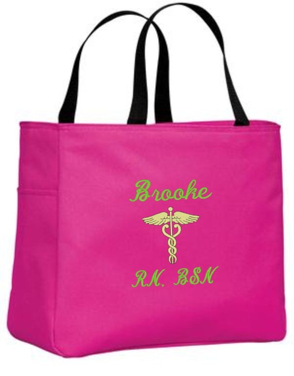 HATIART Canvas Tote Bag Nurses Cute Nurse Inspired Pattern Registered Hospital Charge Nursing Reusable Handbag Shoulder Grocery Shopping Bags