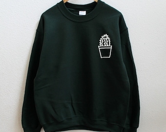 Cactus pot dark green sweatshirt