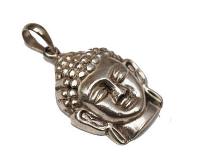 Sterling Face Pendant - 925 silver hallow - Mask Tribal - necklace pendant charm