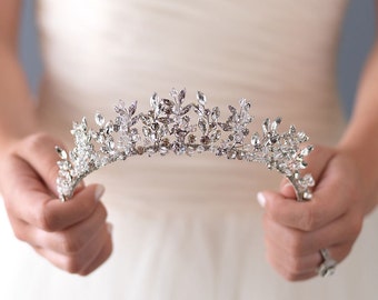 Swarovski Crystal Tiara,Royal Bridal Crown,Bridal Crown For Wedding, Princess Tiara, Floral Wedding Crown, Rhinestone Bridal Crown ~TI-3279