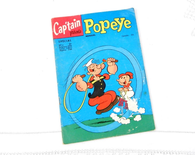Vintage French 1974 Popeye Comic Magazine, Graphic Novel, Collection, Super Hero, Man Cave, Retro Home, France, Comic Book, Library, Child