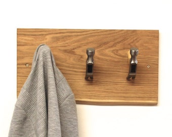 Industrial Hammer Head Hooks - Gifts For Men - Fathers Day - Dad Gift - Wall Coat Rack - Coat Hooks - Industrial Furniture - Man Cave - Oak