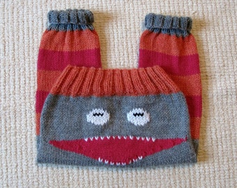 Knitted Monster Pants/ Baby Girl Hand Knit Monster Pants
