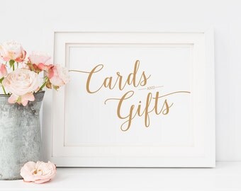 Bella Script Cards and Gifts Sign // Printable Wedding Sign, Card Sign Wedding // Caramel Gold Wedding Printable Signs 5x7 and 8x10