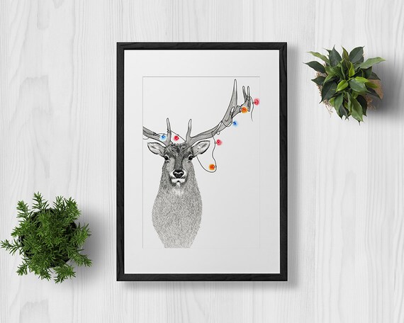A3 elk illustrationskunst wand / / moderne kunst / von kelseyemblow