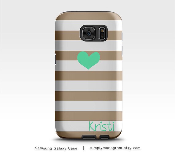 Tan Stripes and Mint Heart Case