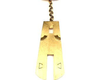 Winy Statement Pendant Handmade in the UK Kipenzi African Mask Spirit Range finished in Handmade Brass Chain