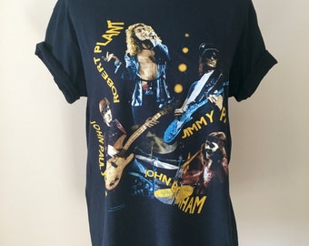 Vintage LED ZEPPELIN shirt 90s Vintage Band tee Robert Plant Jimmy Page tshirt Rock N Roll tshirt Hipster Classic Rock 1990s Women Men M MED