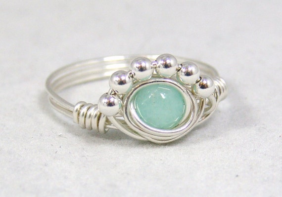 Light Blue Ring Amazonite Ring Blue Stone Ring by BlingsByChristy
