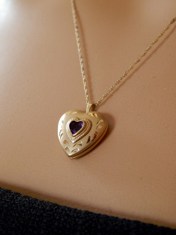 Vintage 14K G.F. PPC Gold Heart Locket Chain Necklace