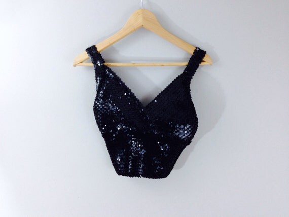 black sequin bralette top