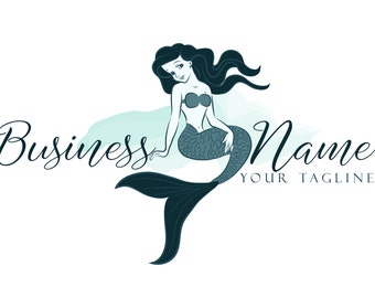 Mermaid logo design | Etsy