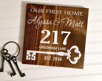 Our First Home / Wooden Address Sign / Reclaimed Wood Sign / Housewarming Gift Idea / 1st Home / Established Year