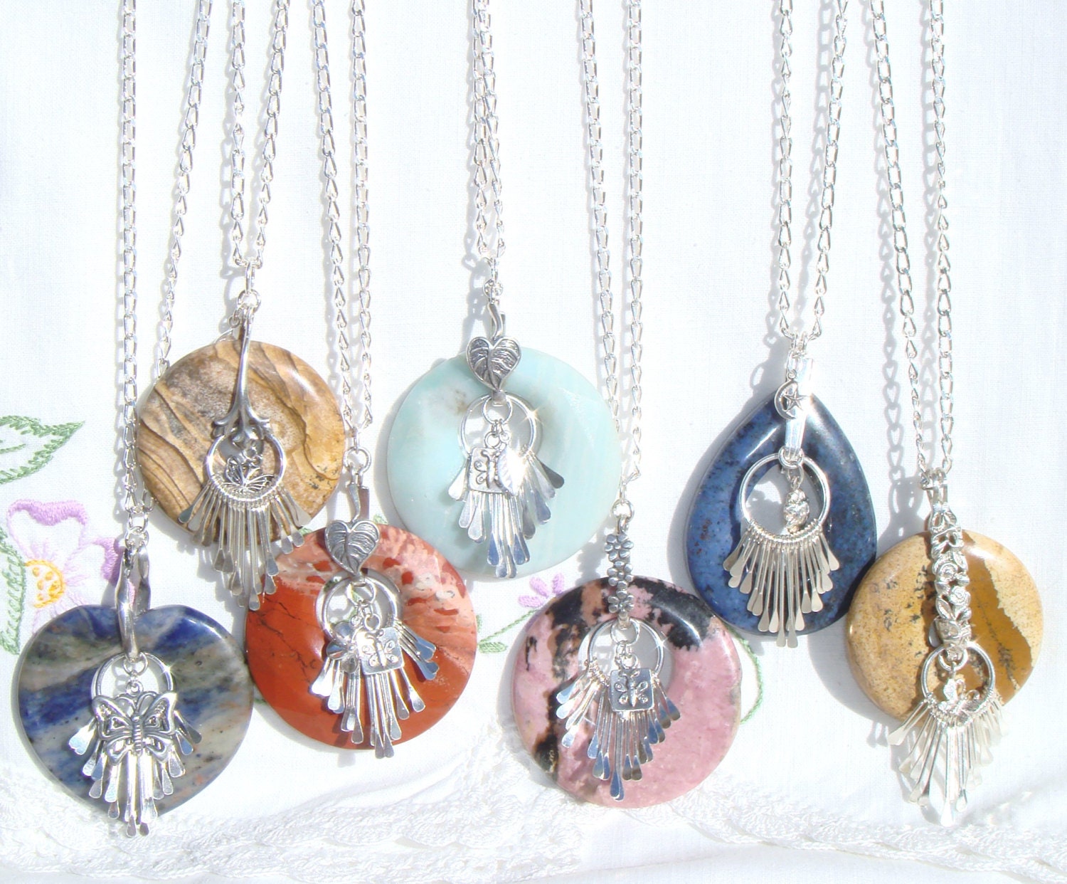 Donut Pendant Necklace Gemstone Donut Pendant GoGo Gemstone