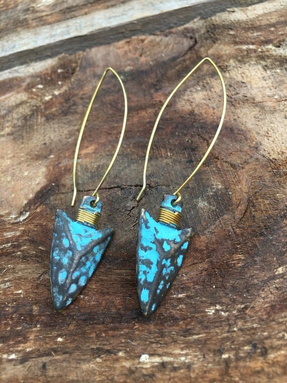 Items similar to Copper with Gold Wirewrapped Amazing Arrow Drop