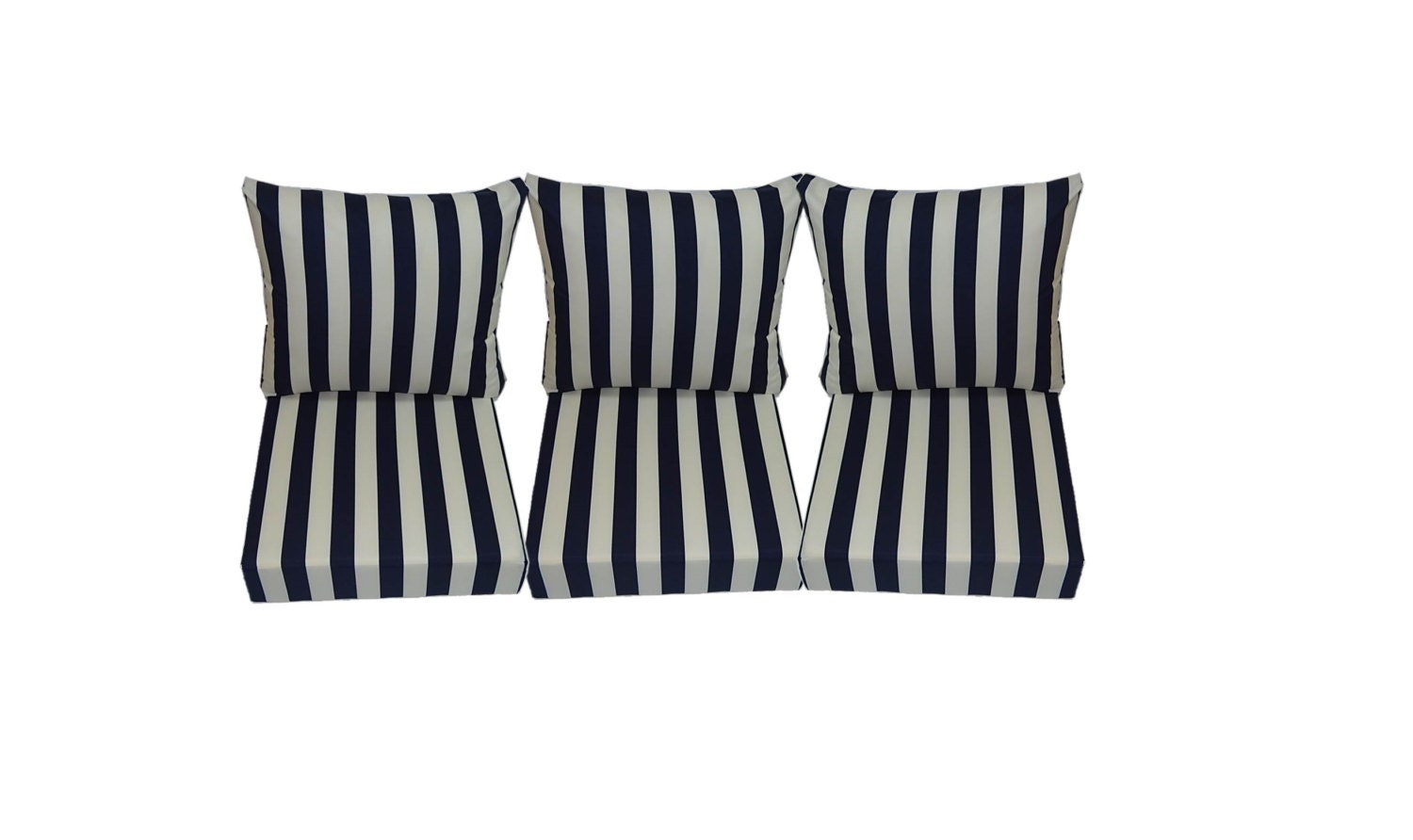 Navy Blue and Ivory Stripe Cushions for Patio Outdoor Deep