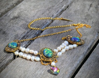 Renaissance Pearl Faux Opal Necklace