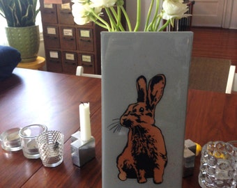 Brown Bunny, Easter Rabbit, Wall Art, Stencil, Spray Paint