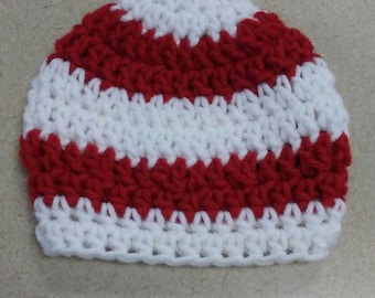 PDF Pattern, Crochet Baby Hat Pattern Only, Baby Photo Prop, Red and White Crochet Newborn Hat Pattern, Infant Hat Pattern, #P-NCS-16-825