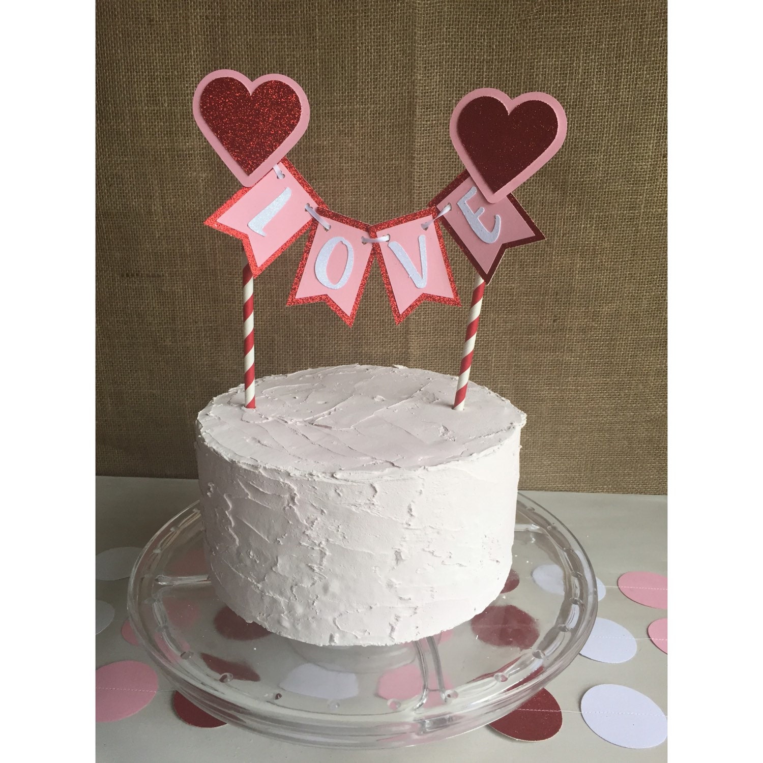 Valentines day cake topper love cake topper heart cake