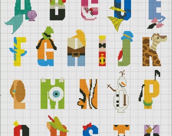 Disney Character Alphabet Counted Cross Stitch by StitchandaSong