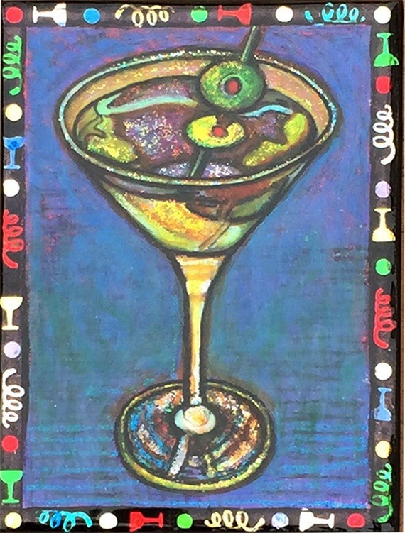 Martini painting martini art cocktail art bar by Glitteralchemy