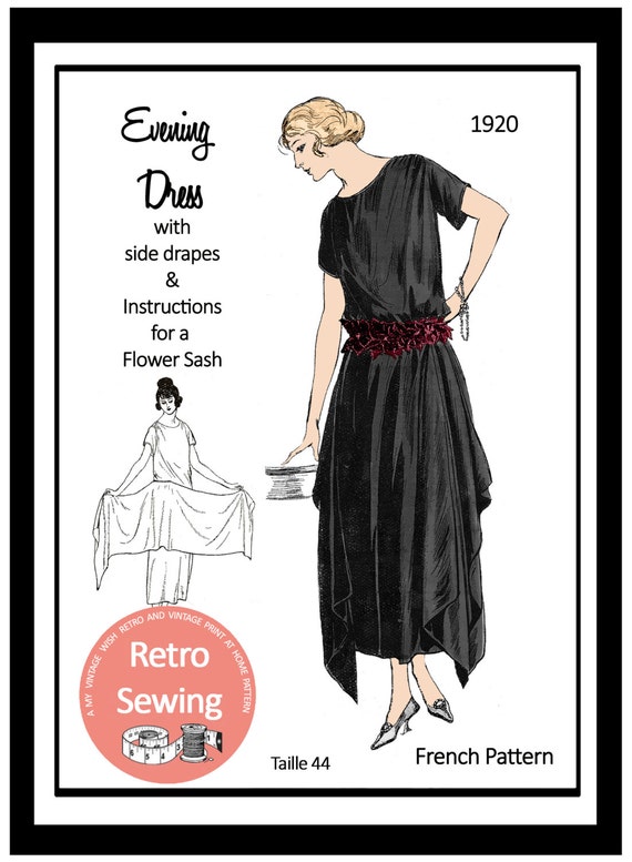 1920s Evening  Dress  Sewing Pattern  PDF  Full Size by 