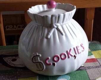 Vintage Abingdon Cookie Jar "Sack of Money" 1940s D206