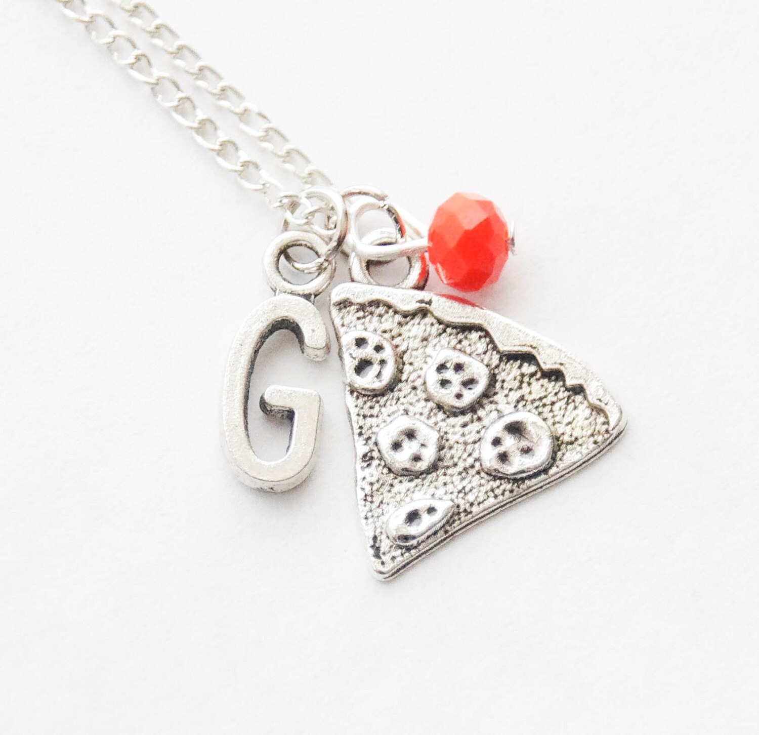 Pizza necklace Pizza slice charm Pepperoni pizza Food