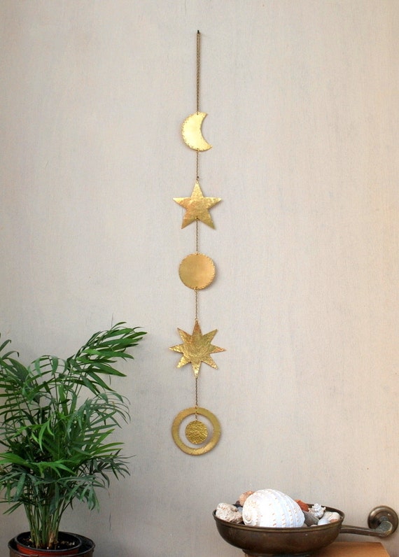 Brass Wall Hanging Celestial Wall decor Boho Mobile Sun