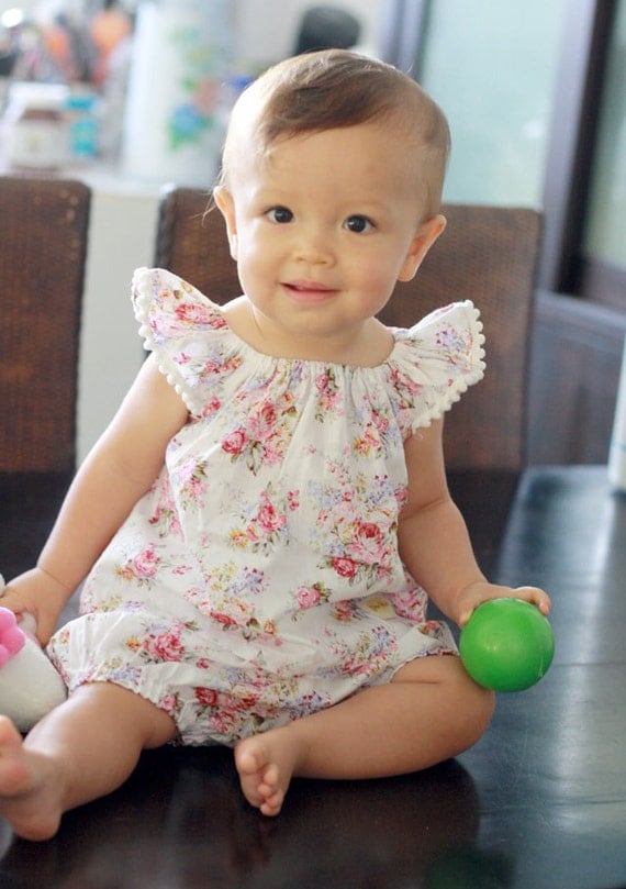 Pink Rose baby clothes set floral top and bloomer baby girl