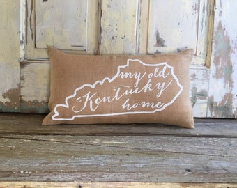 Pillow Cover | My Old Kentucky Home pillow | Burlap pillow | Kentucky pillow | University of Kentucky | Graduation Gift | Mother's Day Gift