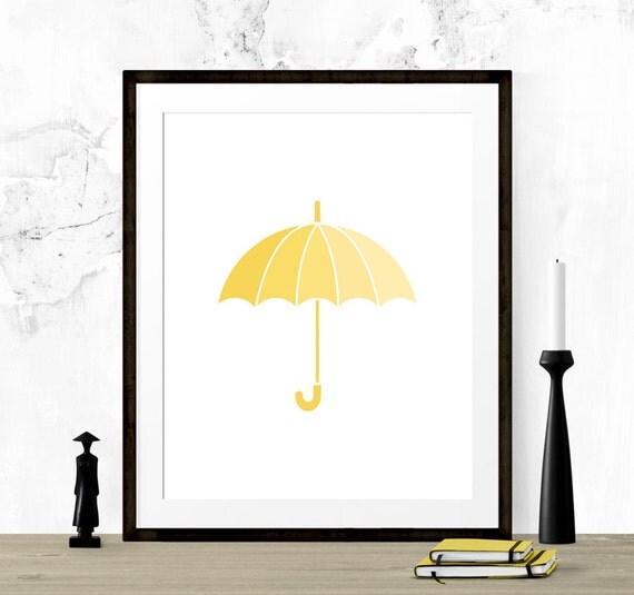 Yellow Umbrella Print Umbrella Printable Umbrella Wall Art