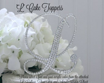 L Wedding Cake Topper, letter l Cake topper, Initial L Cake Topper, L Birthday Topper, Bling L Rhinestone Cake Topper, Swarovski Crystals