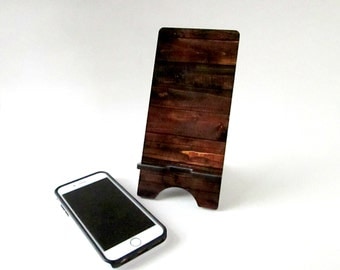 Smart Phone Stand - Brown Wood Print Cell Phone Charging Station - Smartphone Stand - iPhone 6 Stand - Rustic Home Decor or Display Stand