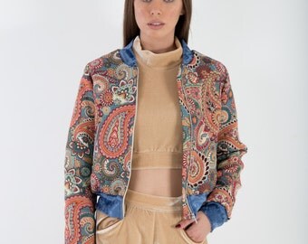 Bomber jacket, bomber jacket blue, bomber jacket brocade, velvet details bomber jacket, bomber jacket women, limited edition