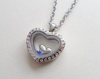 Small Floating Charm Locket Necklace, Birthstones Necklace, Mother's Necklace, Grandma Necklace, Memorial Gift, Personalized Necklace Gift