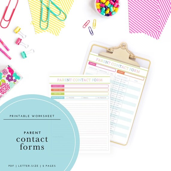 Printable Parent Contact Forms